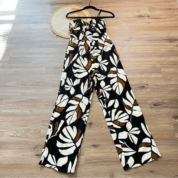 AUDREY PARKS X FRANCESCA'S Jaiden Palm Pom Pom Trim Jumpsuit Retail $66 - Picture 2 of 9